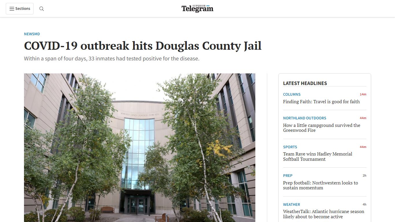 COVID-19 outbreak hits Douglas County Jail | Superior Telegram